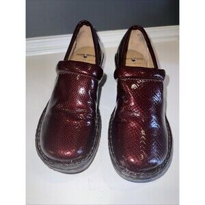 Nurse Mates Shoes Women 8M Halle Clogs Burgundy Metallic Leather Pillowtop